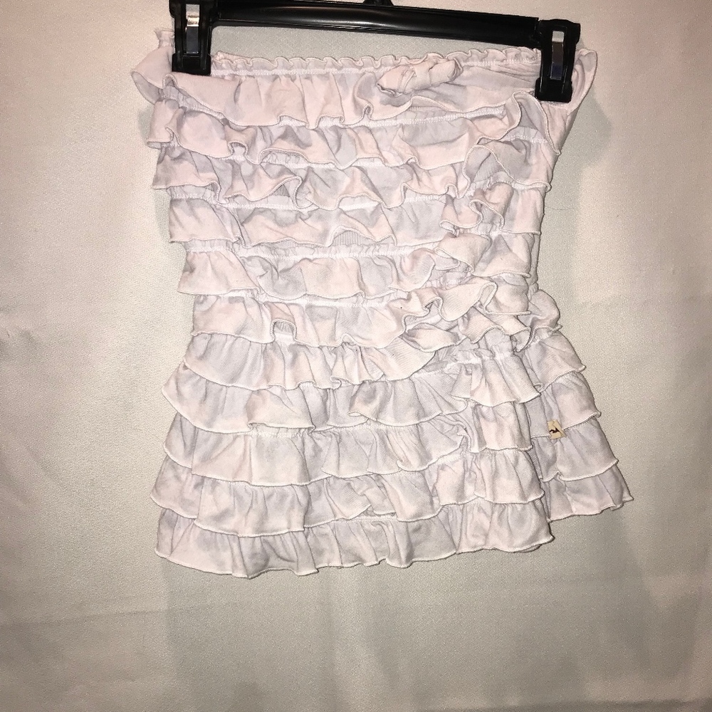 White ruffle tube top